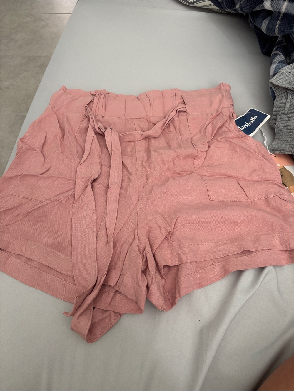Ci Sono Mauve Pink High-Waist Paperbag Tie Shorts